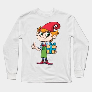 The dwarf is holding a wrapped gift in his hand Long Sleeve T-Shirt